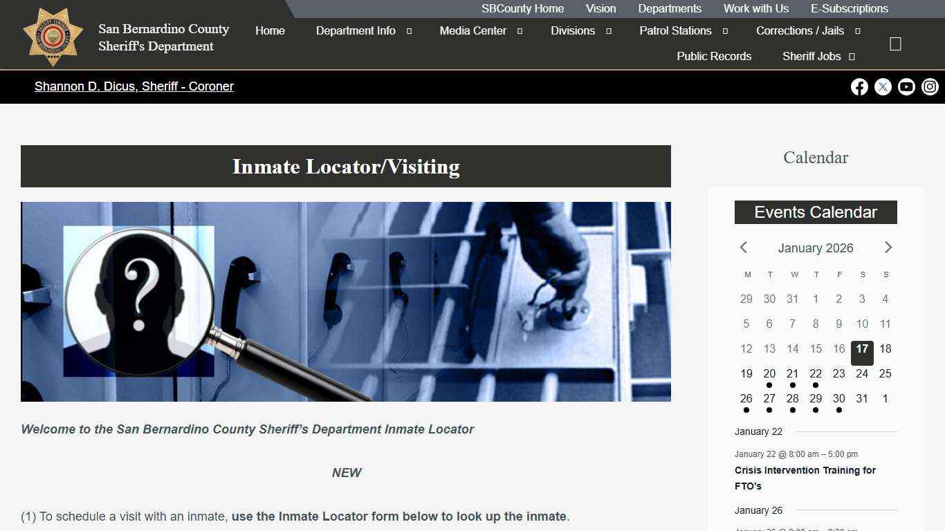 Inmate Locator – San Bernardino County Sheriff's Department